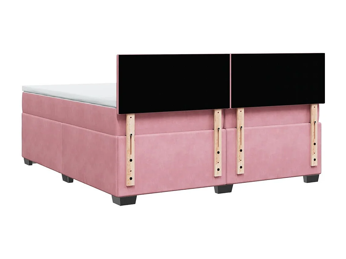 Cama box spring con colchón terciopelo rosa 200x200 cm