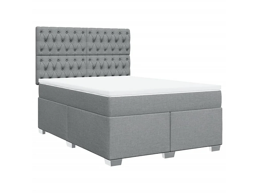 Boxspringbett mit Matratze Hellgrau 140x190 cm Stoff