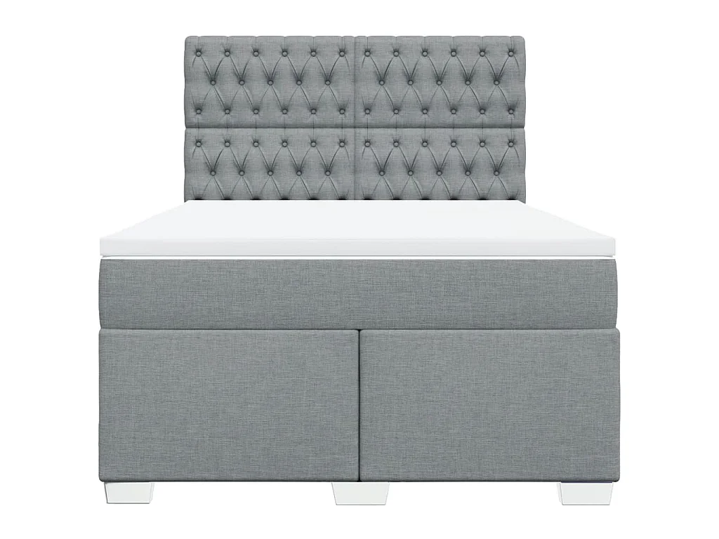 Boxspringbett mit Matratze Hellgrau 140x190 cm Stoff