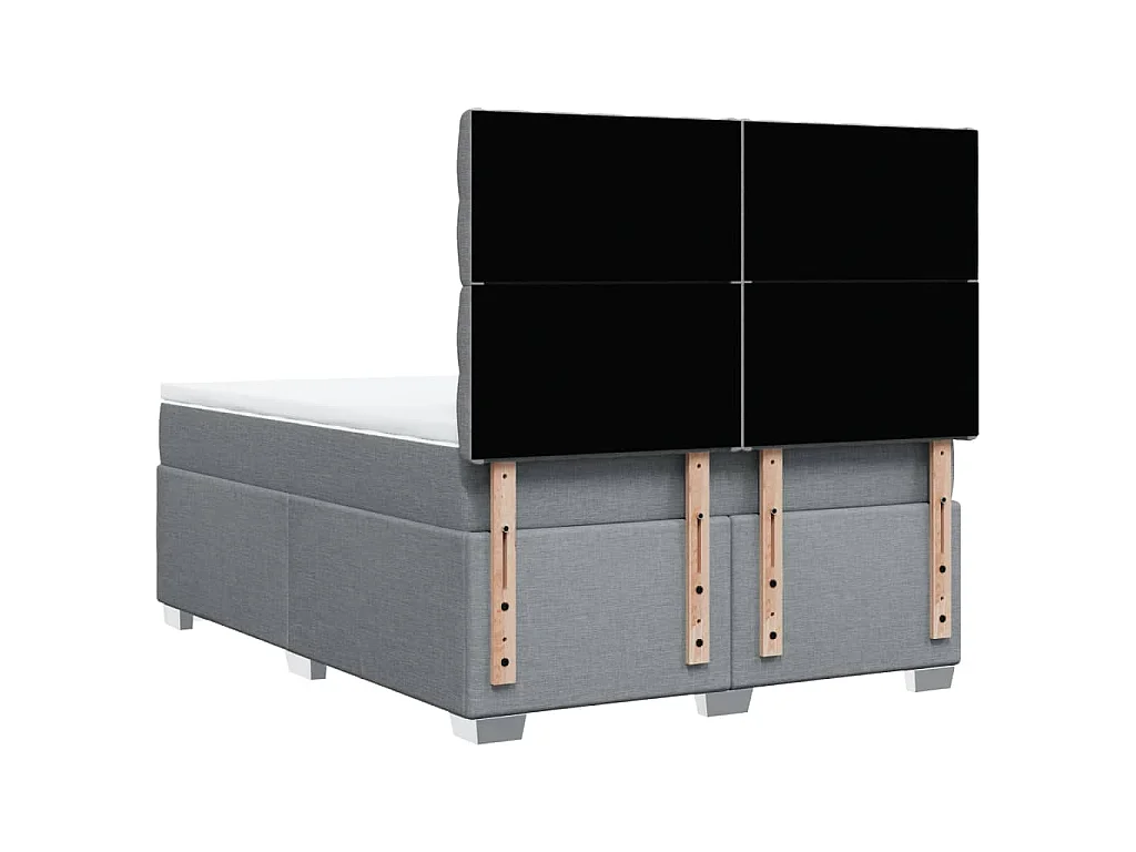Boxspringbett mit Matratze Hellgrau 140x190 cm Stoff