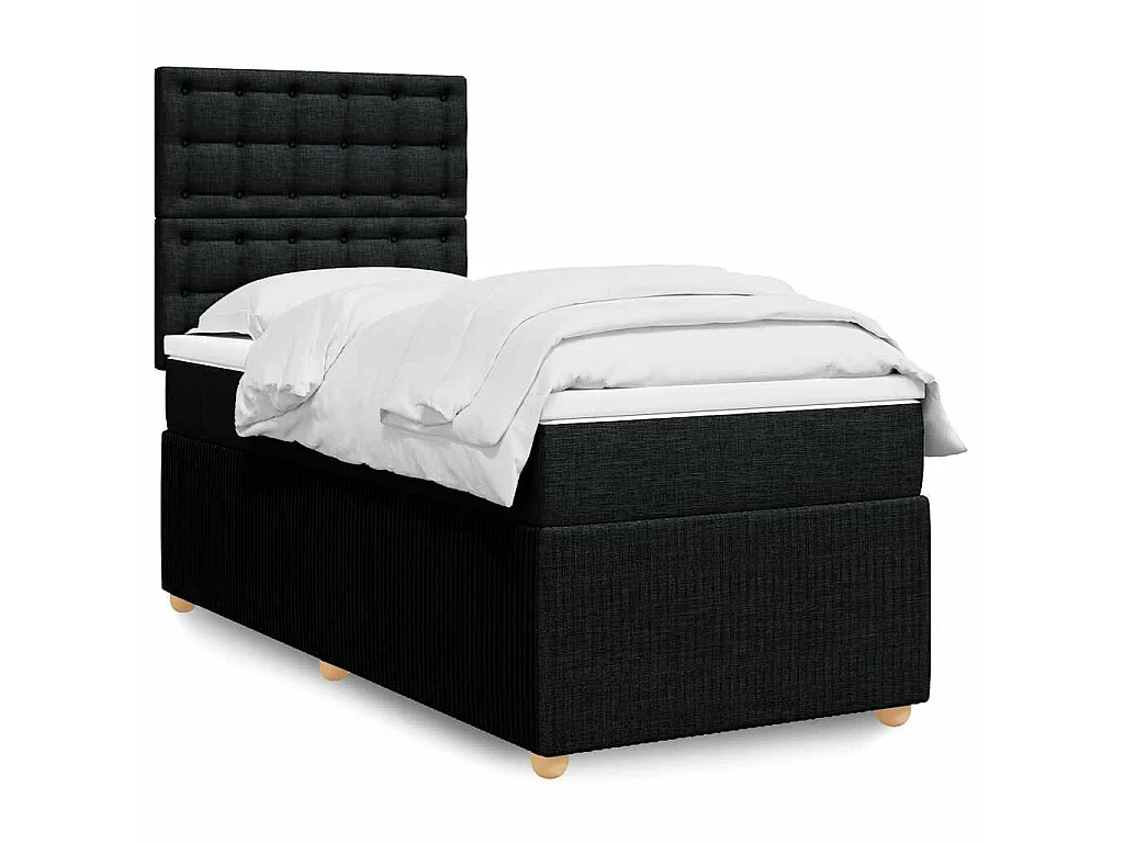 Boxspringbett mit Matratze Schwarz 90x190 cm Stoff