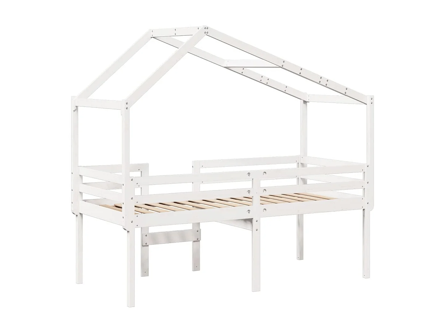 Hoogslaper met dak massief grenenhout wit 75x190 cm