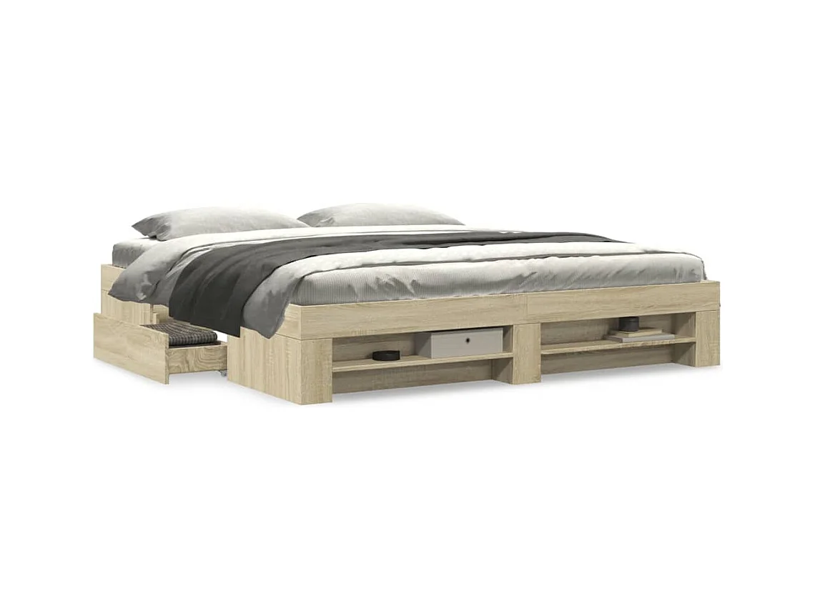 Cadre de lit sans matelas chêne sonoma 180x200 cm