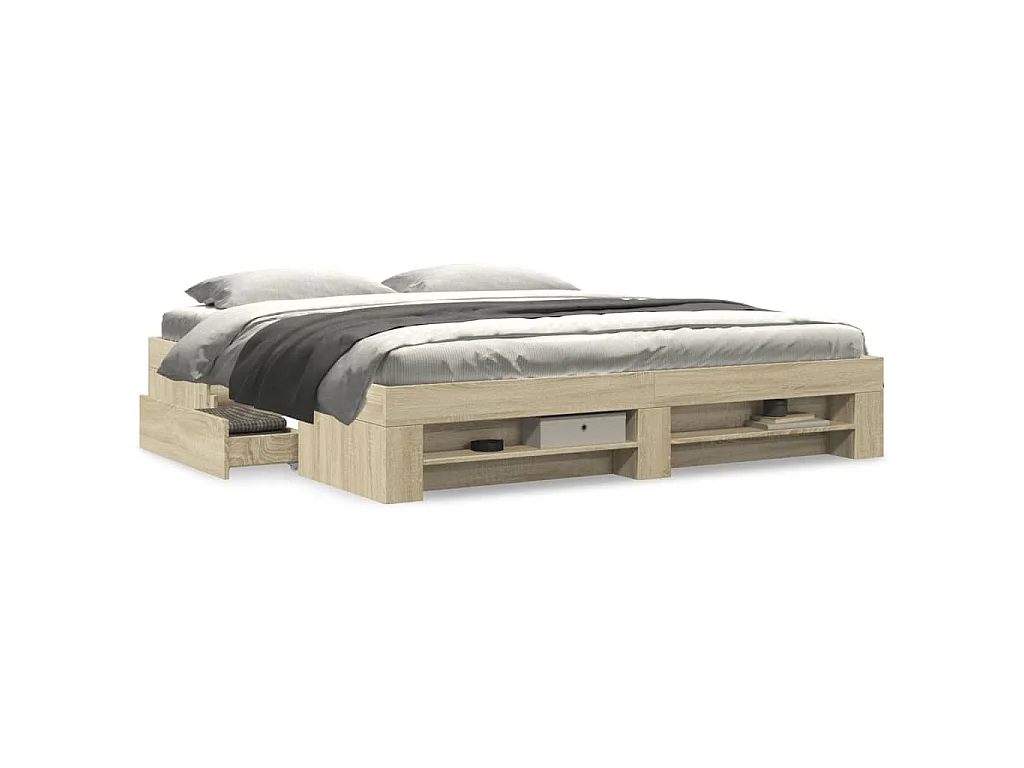 Cadre de lit sans matelas chêne sonoma 180x200 cm