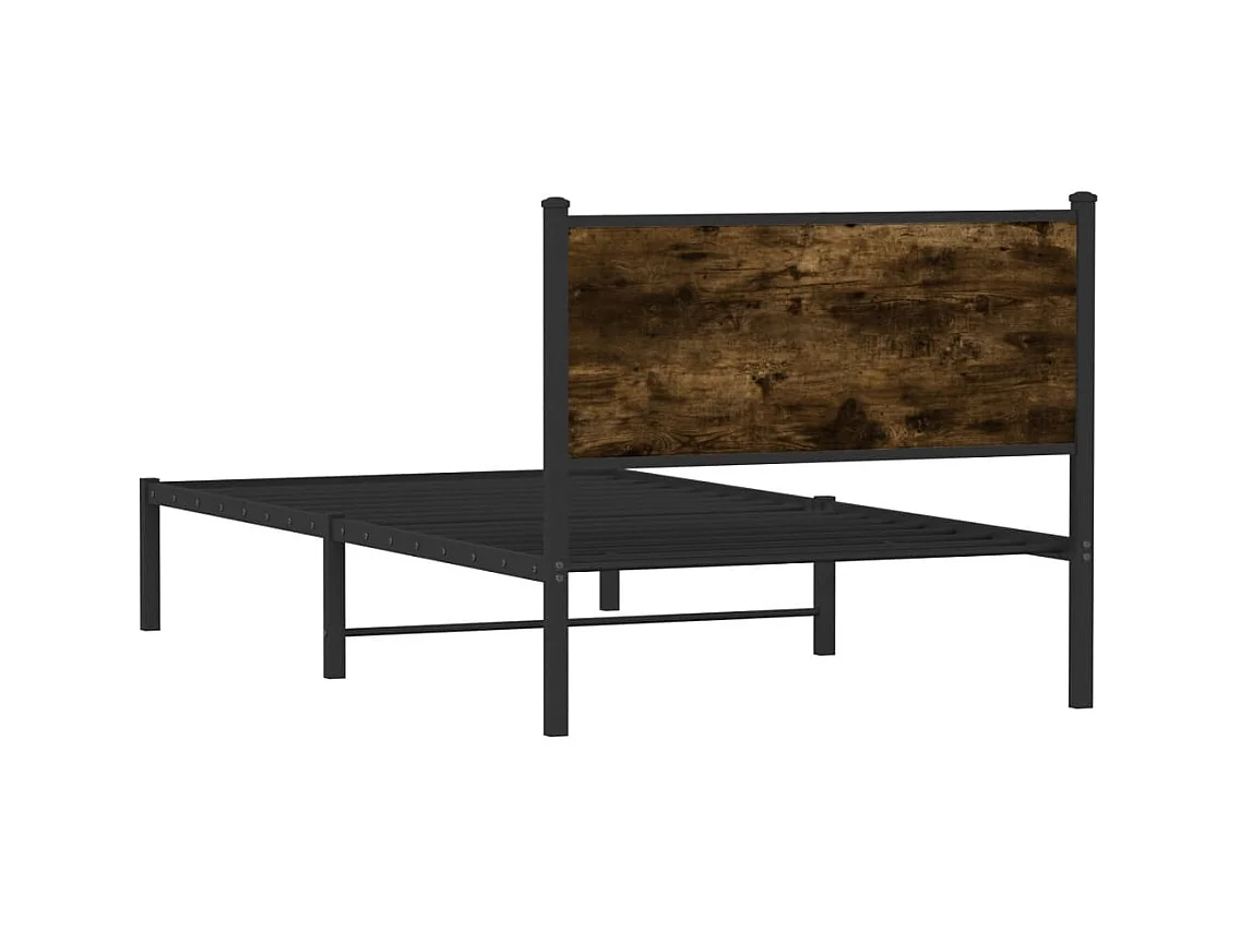 Metallbett ohne Matratze Räuchereiche 100x190 cm