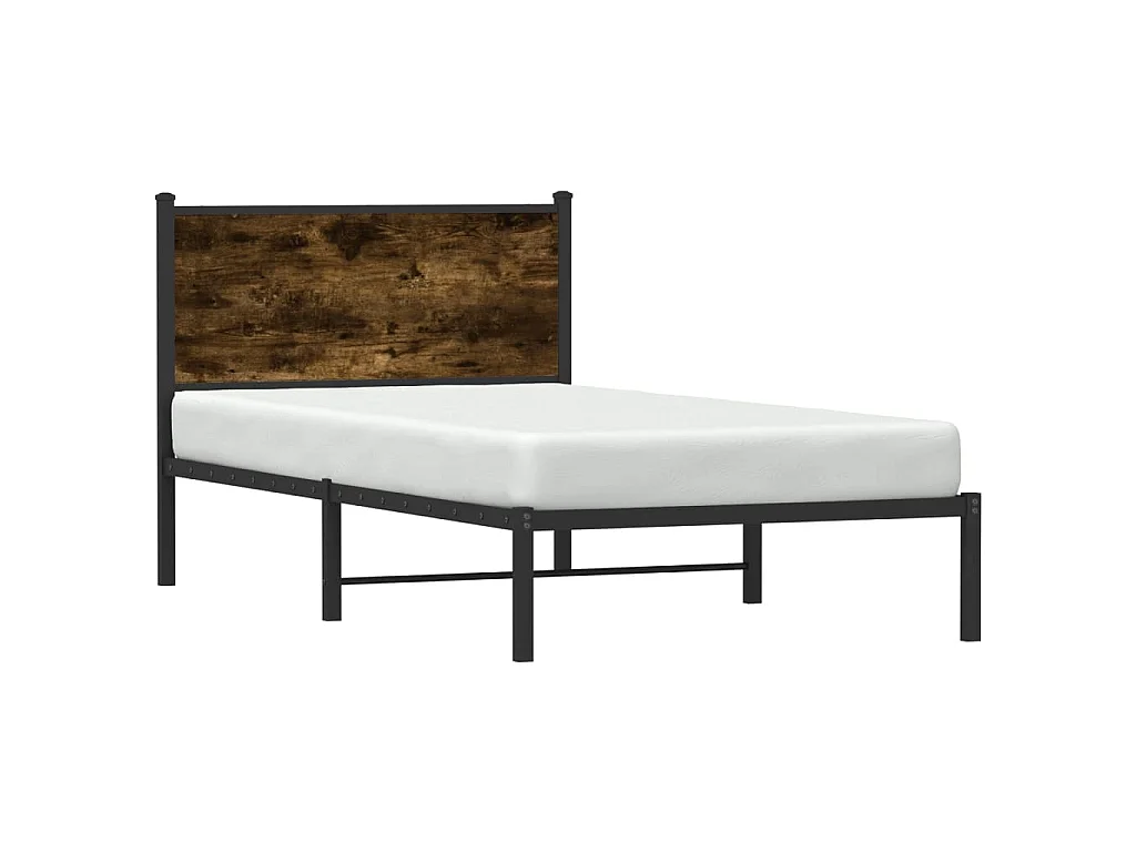 Cadre de lit en métal sans matelas chêne fumé 100x190 cm