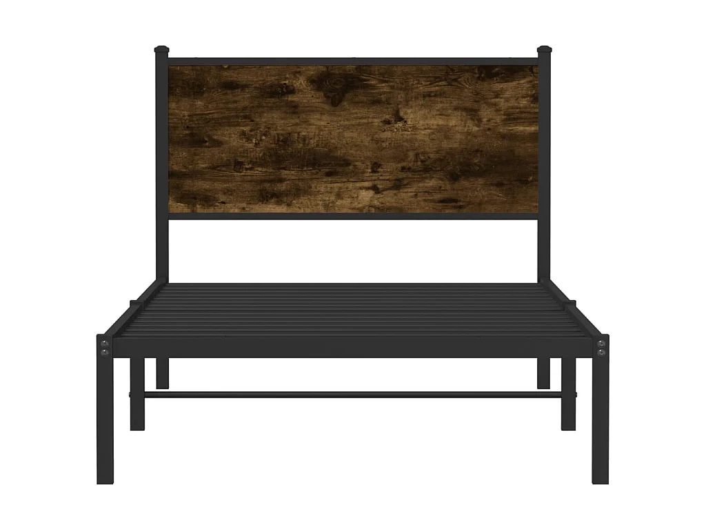 Cadre de lit en métal sans matelas chêne fumé 100x190 cm