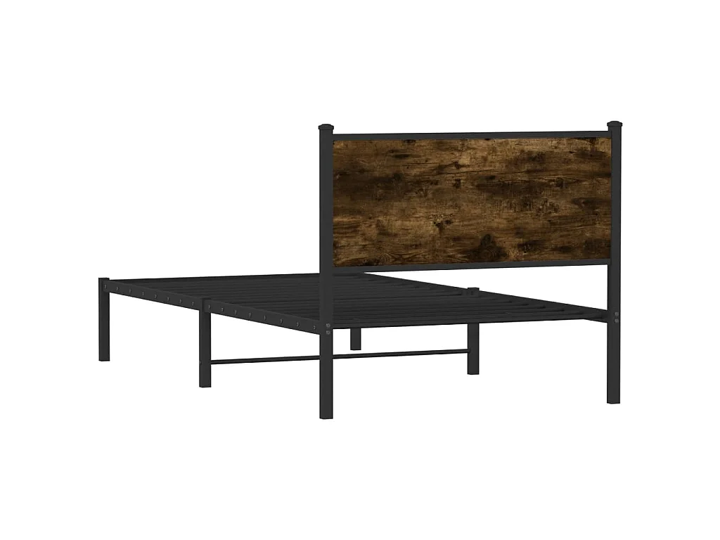 Cadre de lit en métal sans matelas chêne fumé 100x190 cm