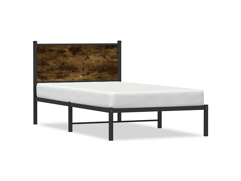 Cadre de lit en métal sans matelas chêne fumé 100x190 cm