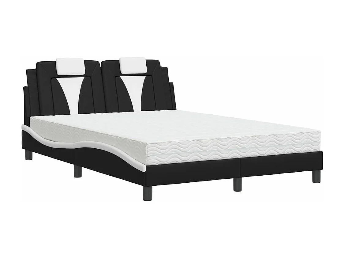 Bed "Viana" met matras kunstleer zwart en wit 140x200 cm