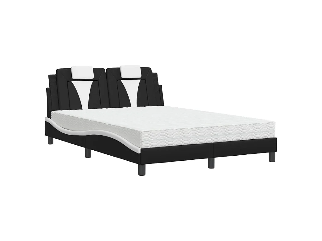 Letto Viana con Materasso Nero e Bianco 140x200 cm in Similpelle