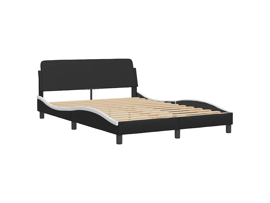 Letto Viana con Materasso Nero e Bianco 140x200 cm in Similpelle