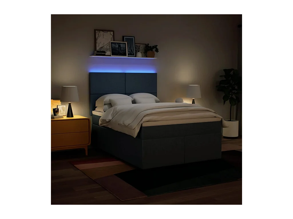 Boxspring met matras stof blauw 160x200 cm