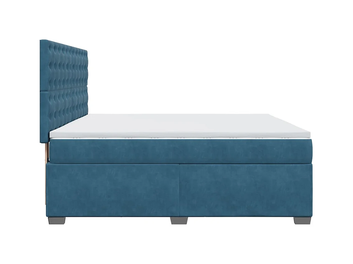 Boxspringbett mit Matratze Blau 200x200 cm Samt