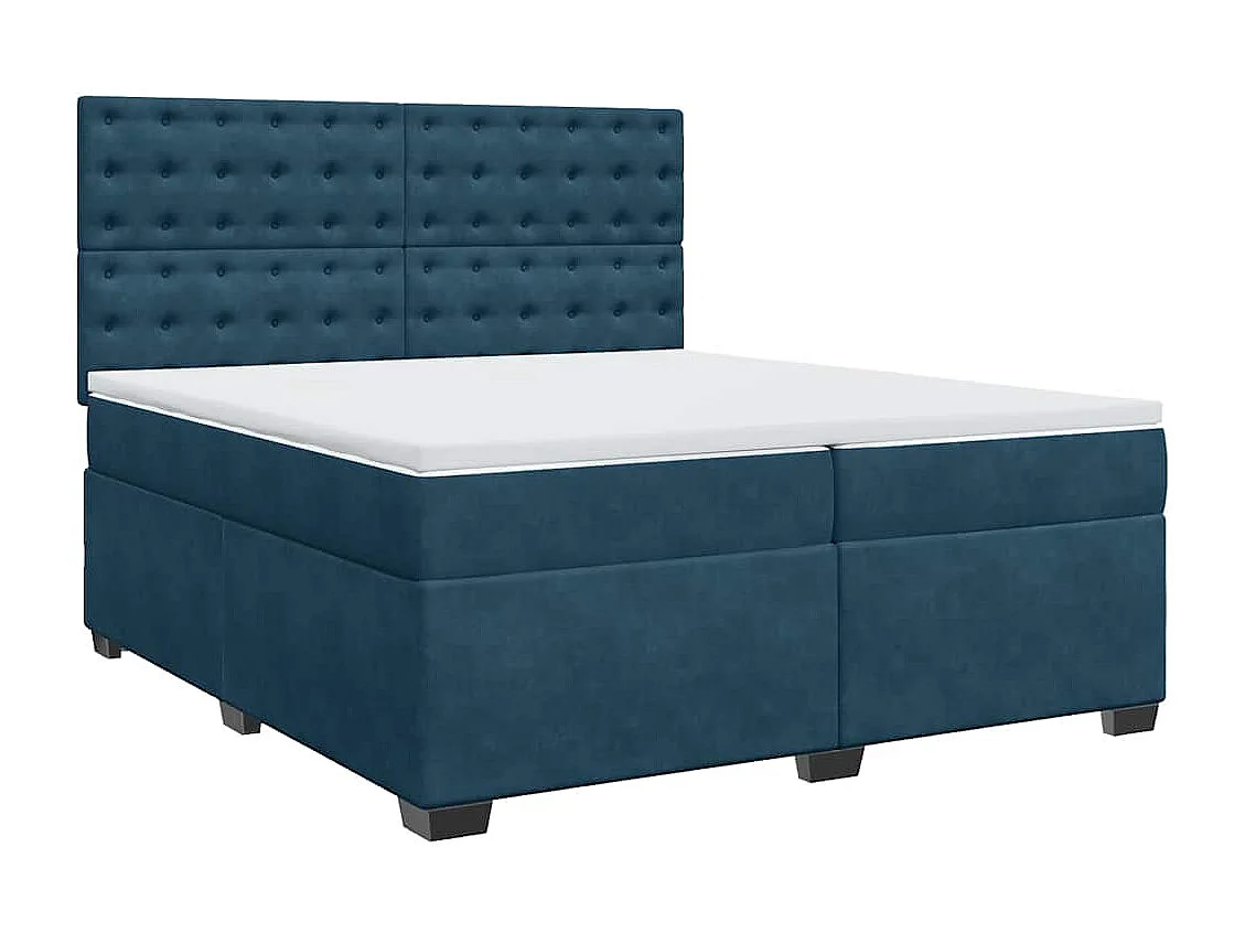 Cama box spring con colchón terciopelo azul 200x200 cm