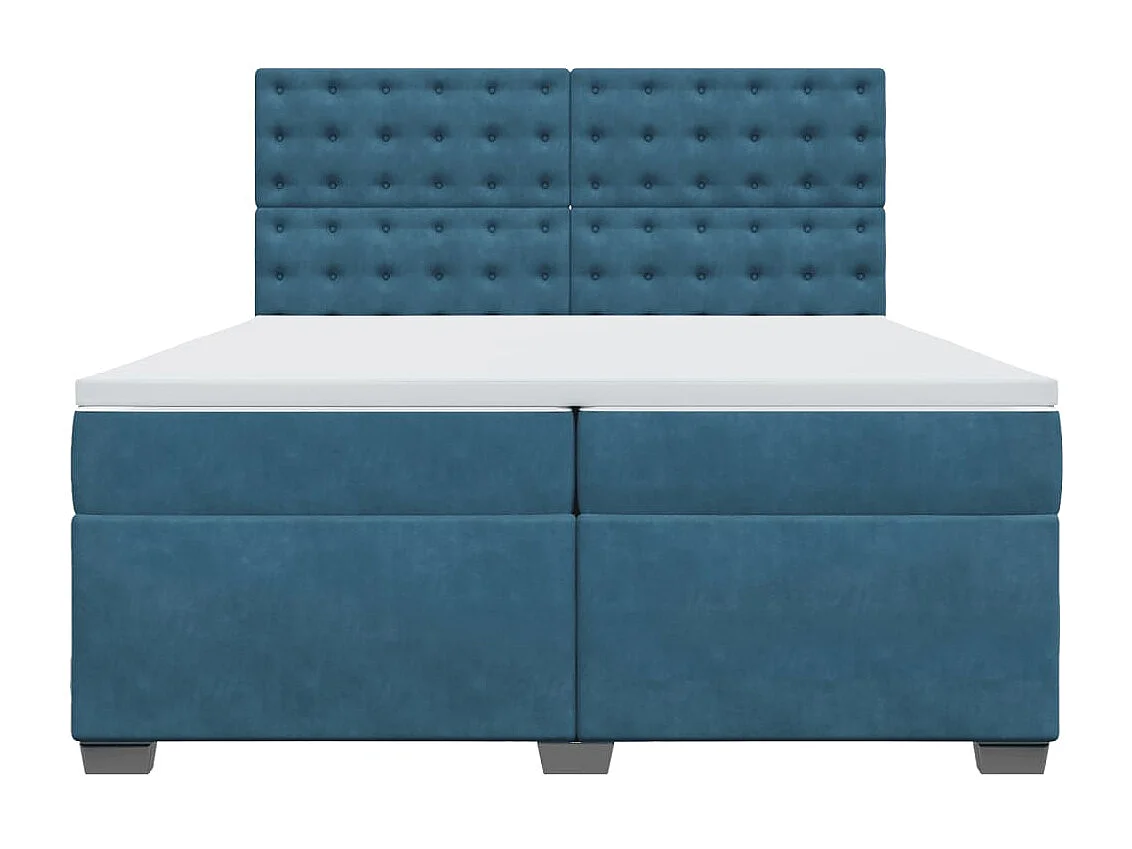 Cama box spring con colchón terciopelo azul 200x200 cm