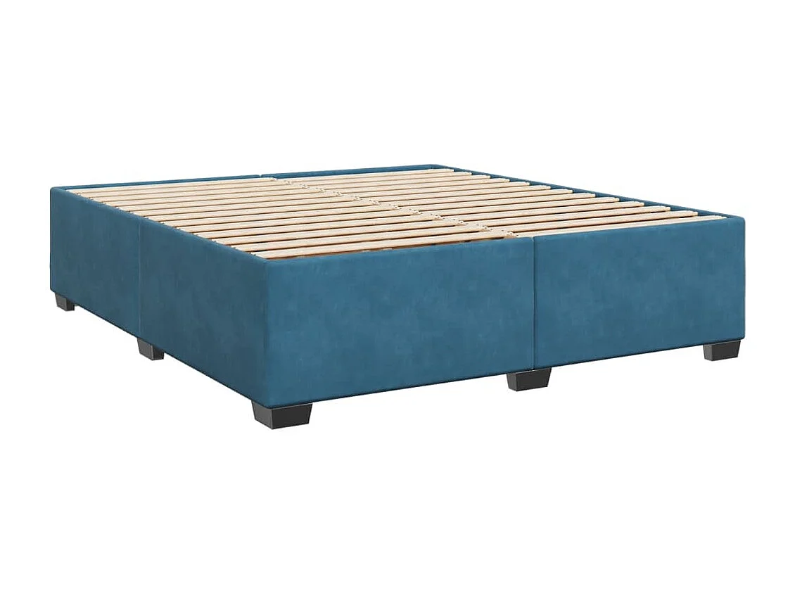 Cama box spring con colchón terciopelo azul 200x200 cm
