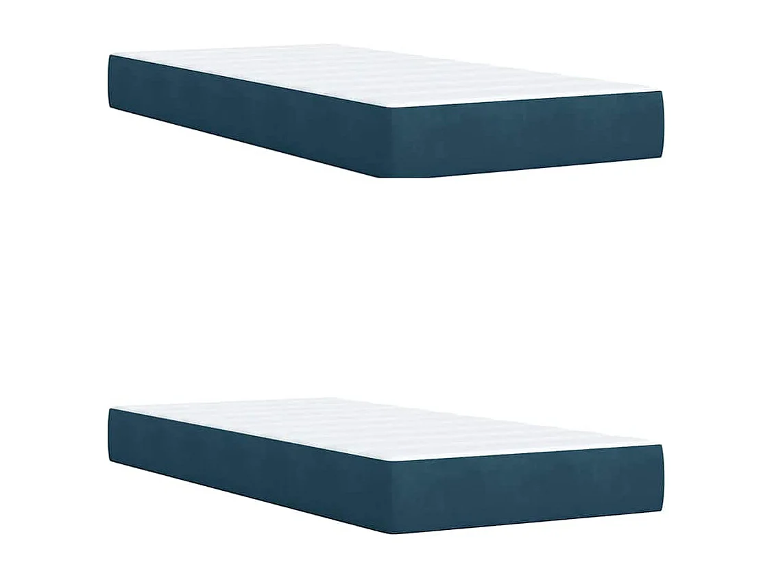 Cama box spring con colchón terciopelo azul 200x200 cm