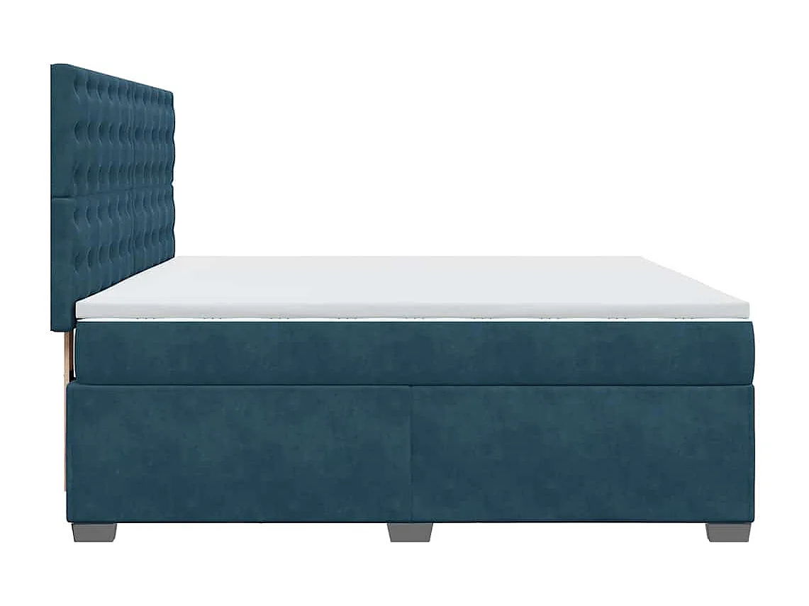 Cama box spring con colchón terciopelo azul 200x200 cm