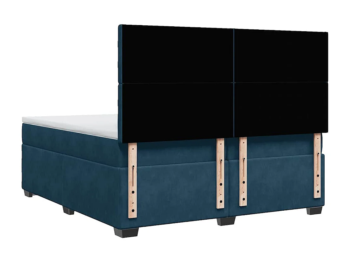 Cama box spring con colchón terciopelo azul 200x200 cm