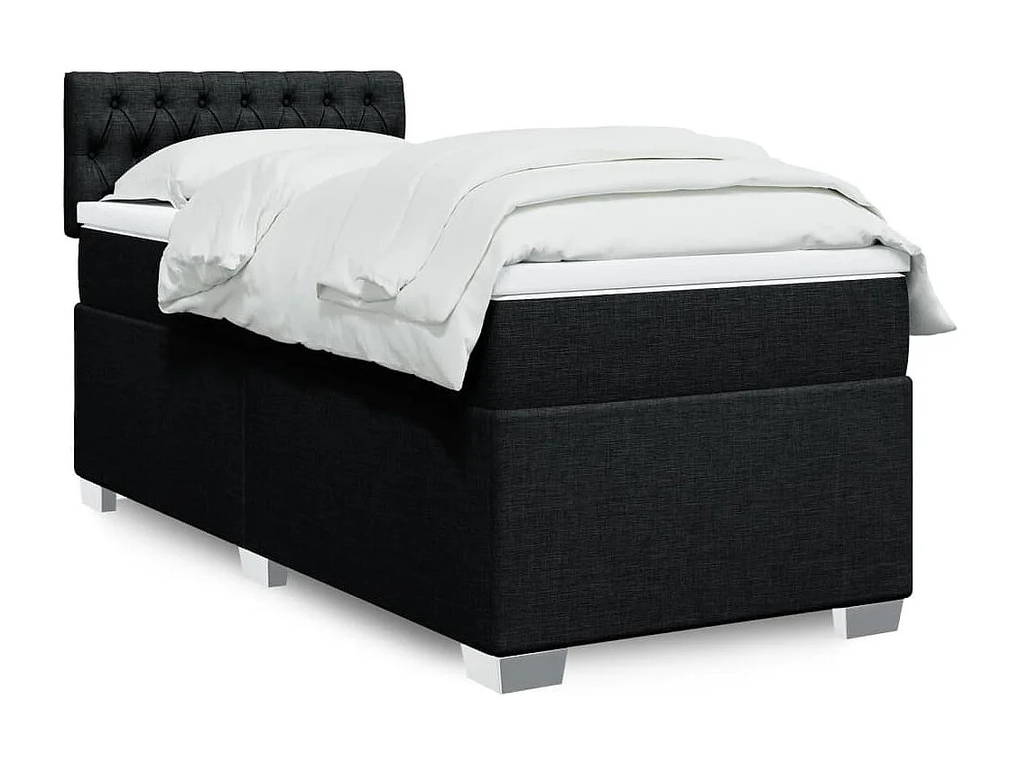 Cama com molas/colchão 90x190 cm tecido preto