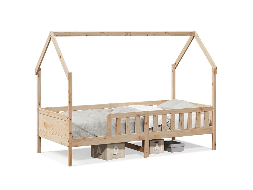 Cama infantil formato casa 90x190 cm madeira de pinho maciça