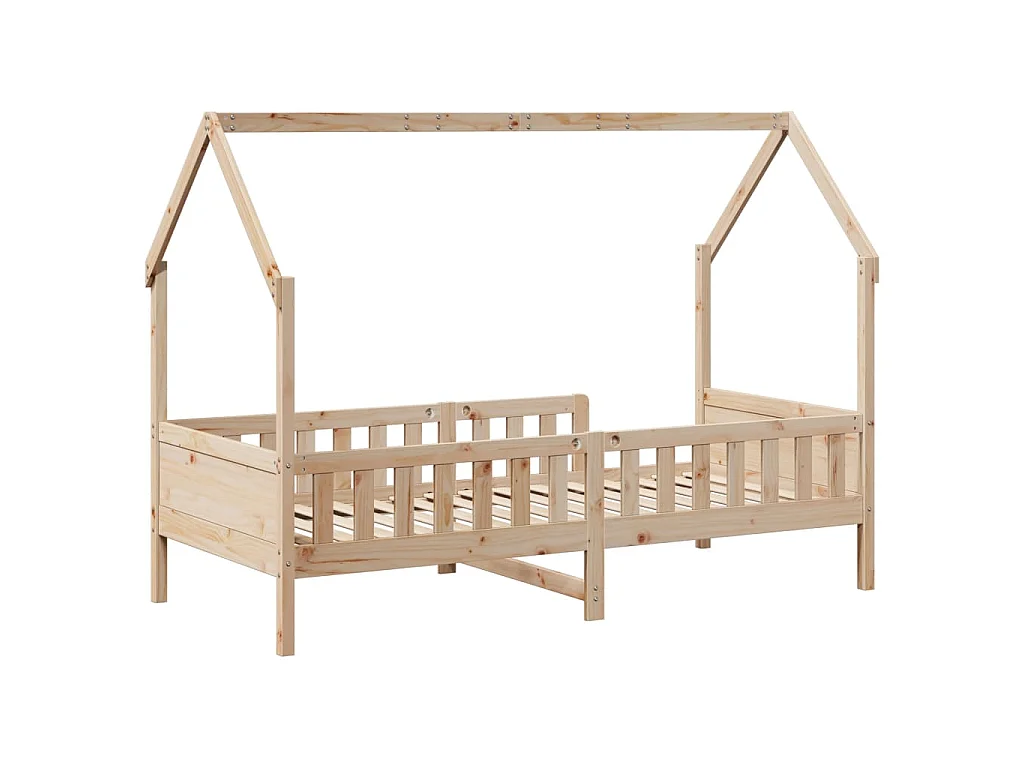 Cama infantil formato casa 90x190 cm madeira de pinho maciça