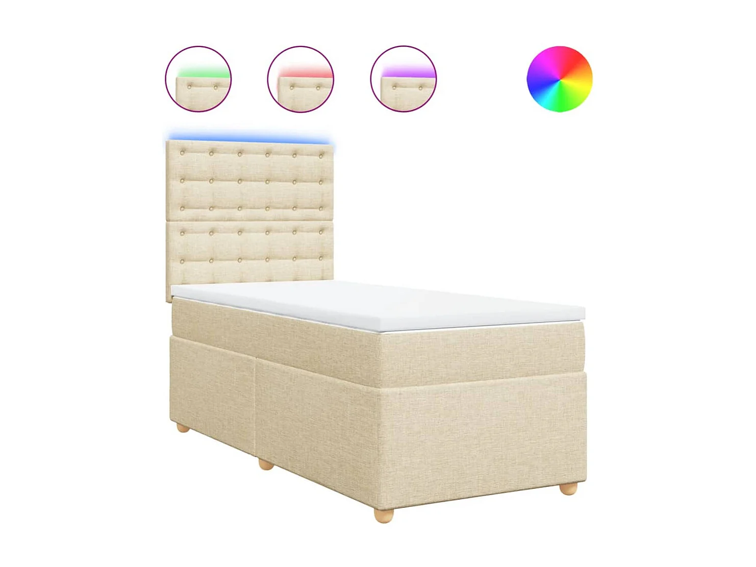 Giroletto a Molle con Materasso Crema 90x190 cm in Tessuto