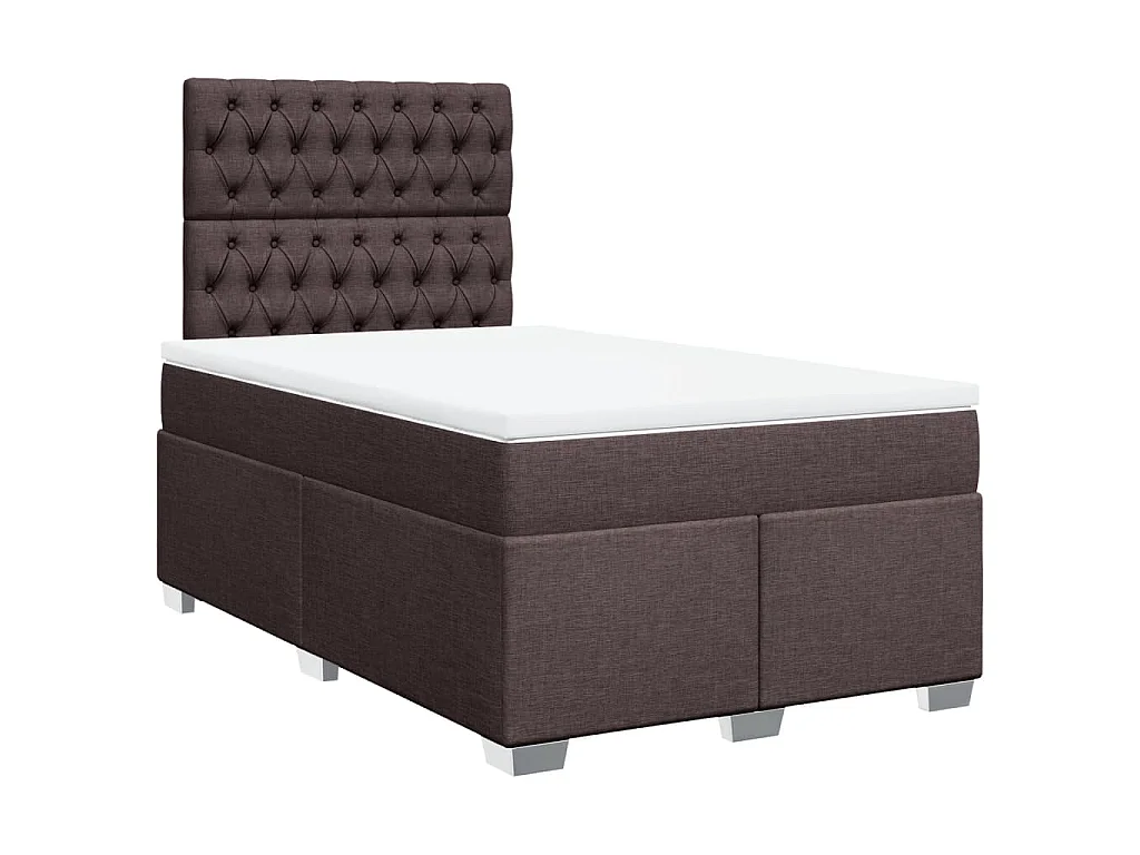 Giroletto a Molle con Materasso Marrone Scuro 120x200cm Tessuto