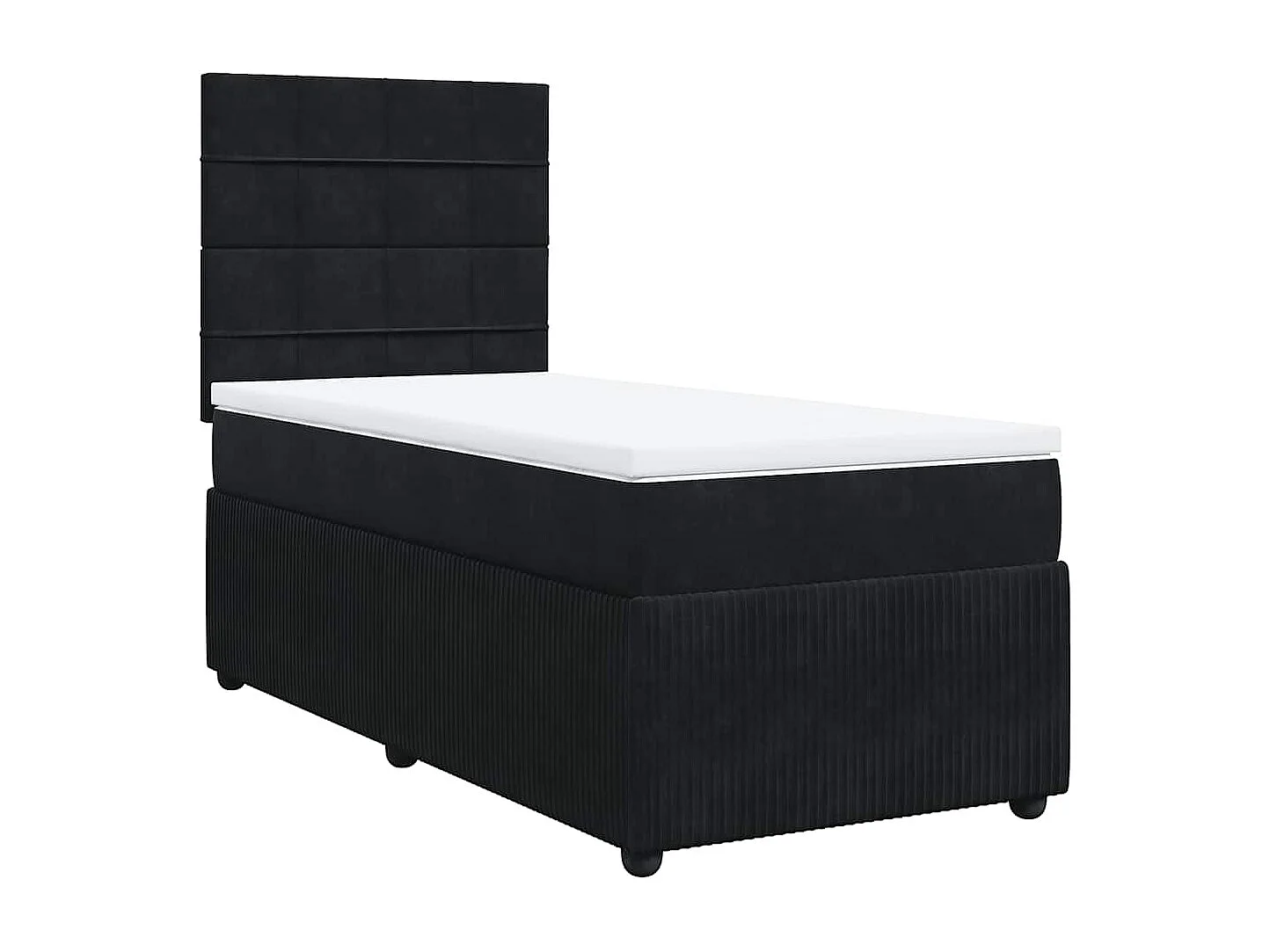 Cama box spring con colchón terciopelo negro 100x200 cm