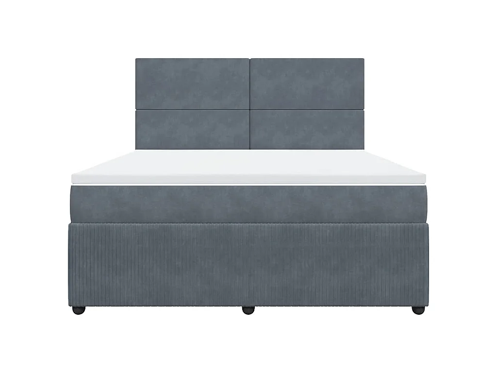 Cama box spring con colchón terciopelo gris oscuro 180x200 cm