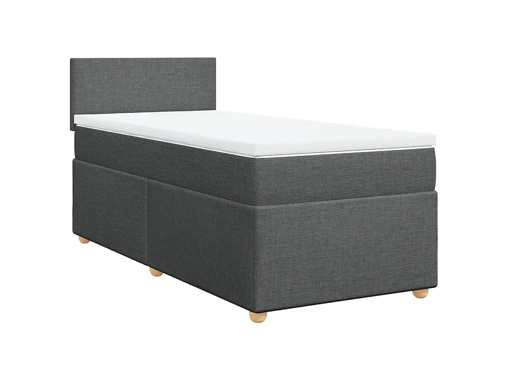 Cama box spring con colchón tela gris oscuro 90x200 cm