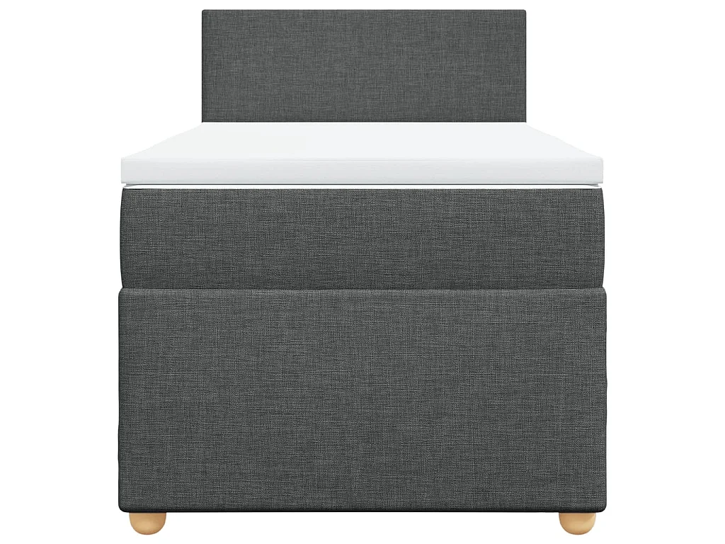Cama box spring con colchón tela gris oscuro 90x200 cm