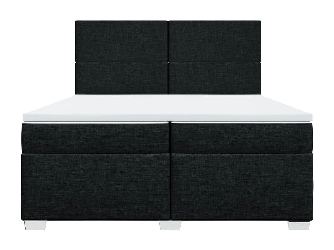 Cama box spring con colchón tela negro 200x200 cm
