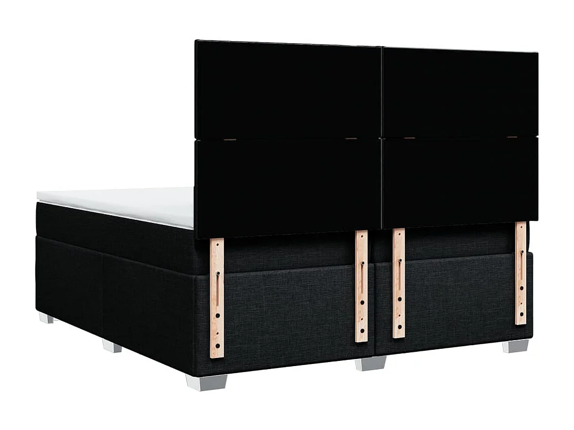 Cama box spring con colchón tela negro 200x200 cm