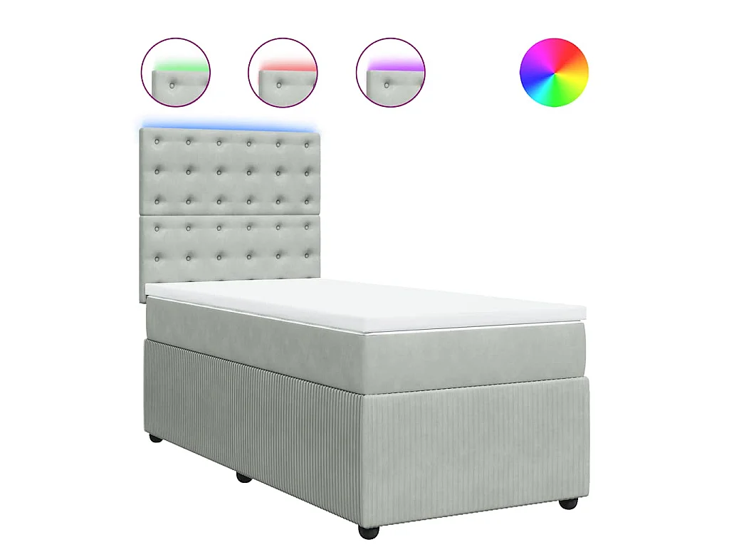Boxspringbett mit Matratze Hellgrau 90x200 cm Samt