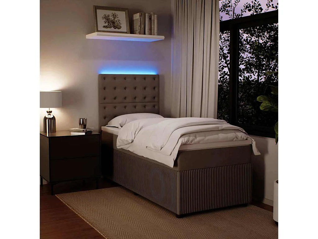 Boxspringbett mit Matratze Hellgrau 90x200 cm Samt