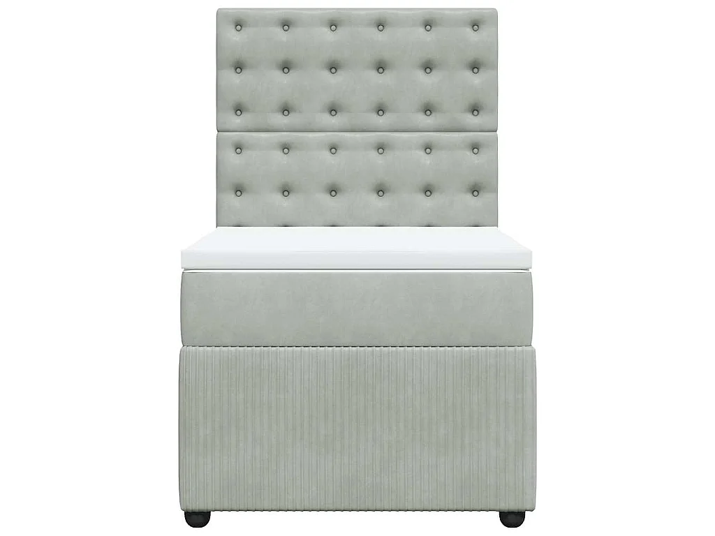 Boxspringbett mit Matratze Hellgrau 90x200 cm Samt