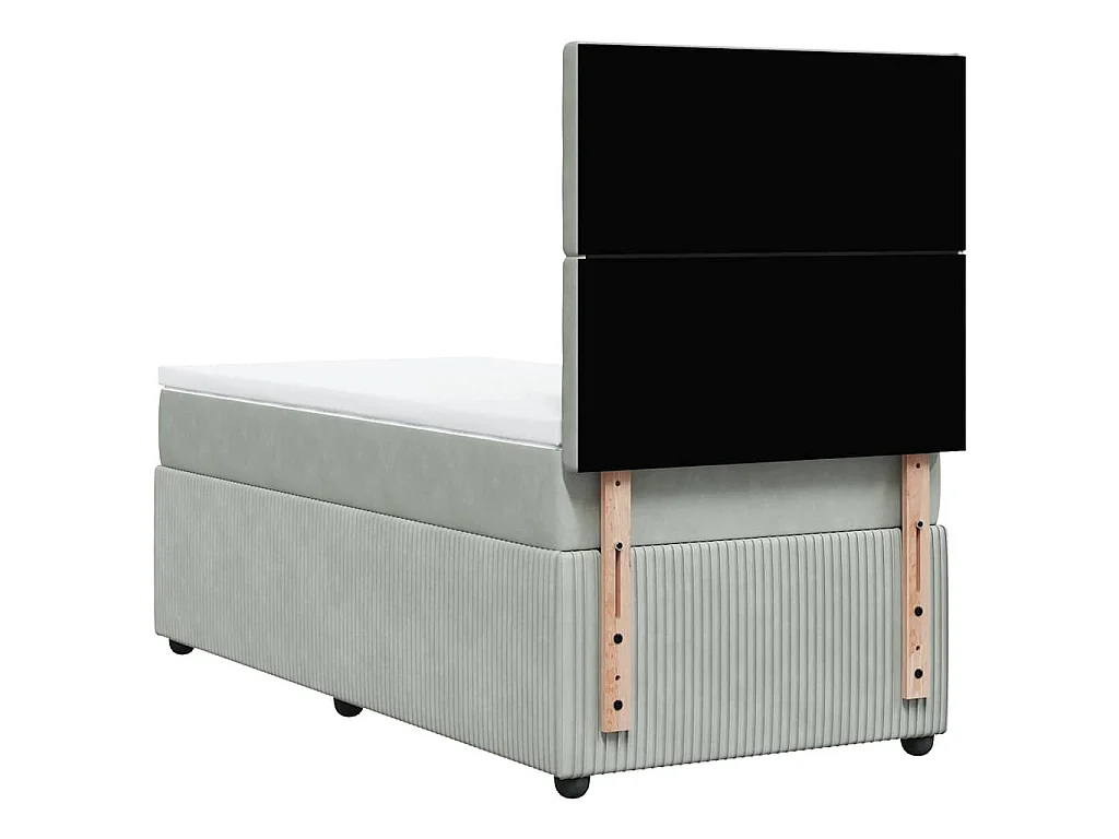 Boxspringbett mit Matratze Hellgrau 90x200 cm Samt