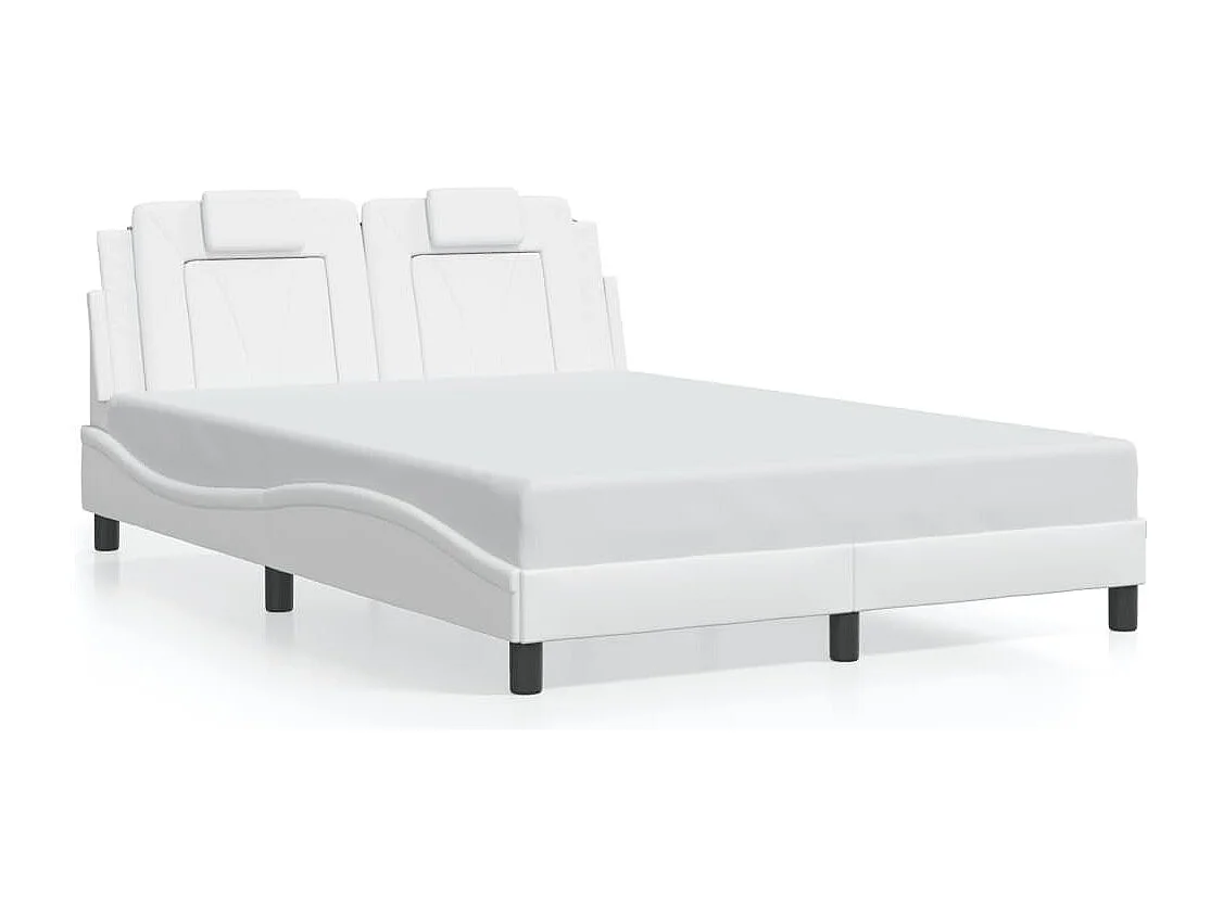 Estructura de cama sin colchón cuero sintético blanco 140x190cm