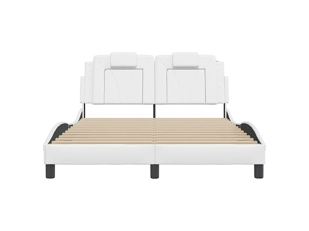 Cadre de lit Viana sans matelas blanc 140x190 cm similicuir
