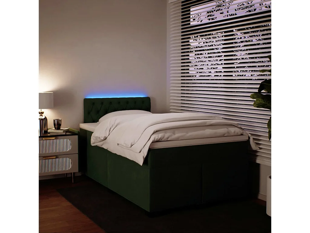 Boxspring met matras fluweel donkergroen 120x190 cm