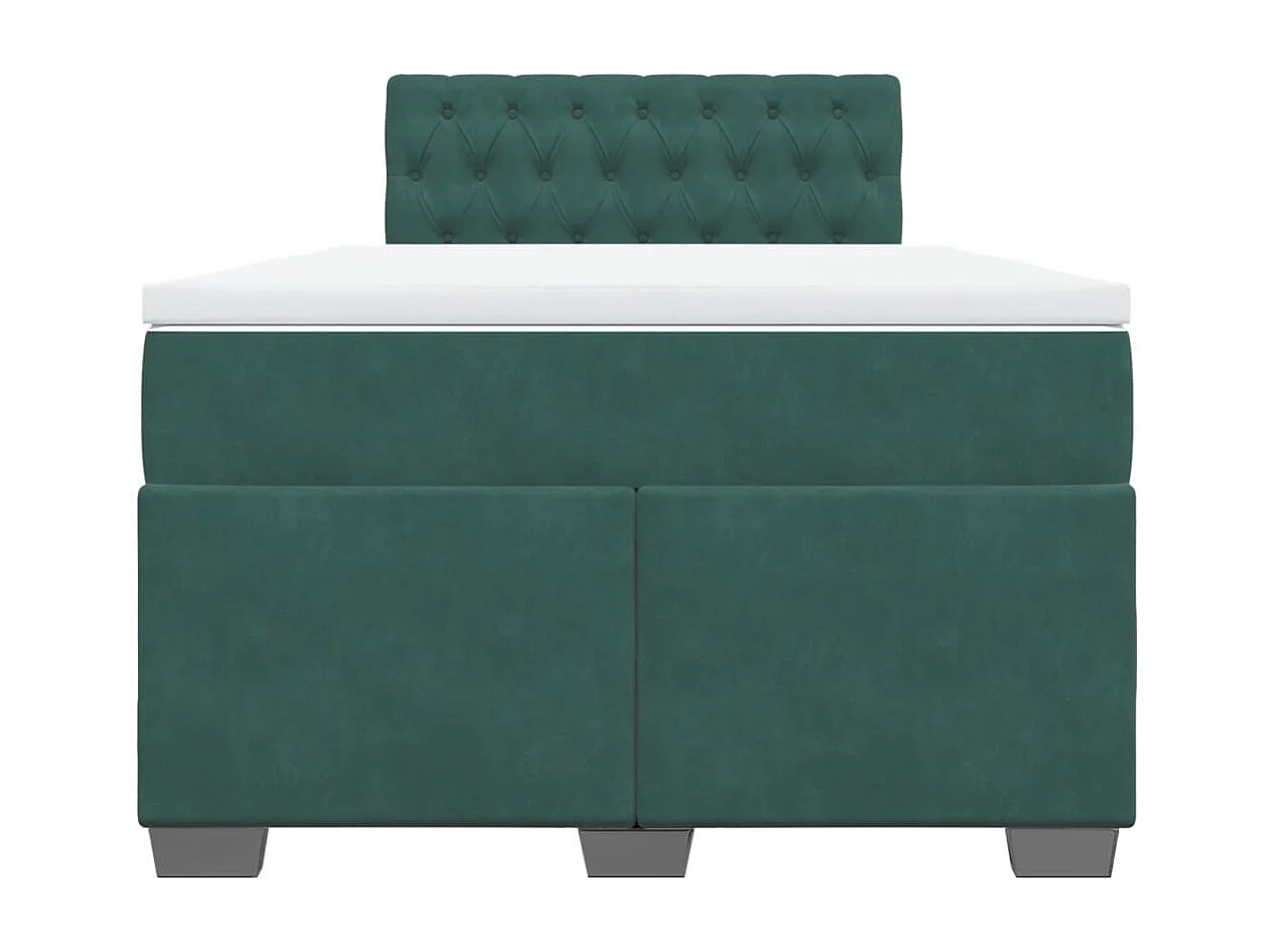 Boxspring met matras fluweel donkergroen 120x190 cm