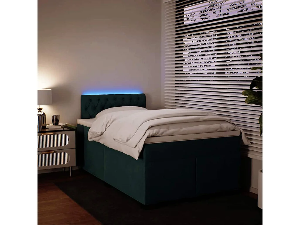 Boxspring met matras fluweel donkergroen 120x190 cm