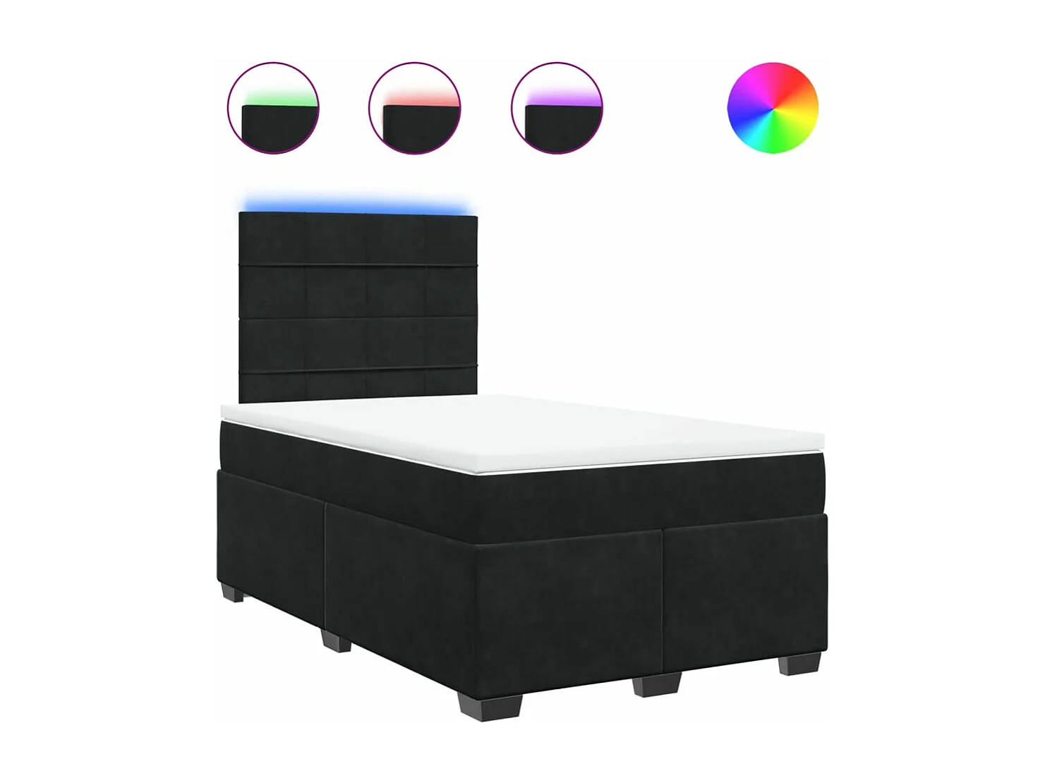 Sommier à lattes de lit avec matelas Noir 120x200 cm Velours