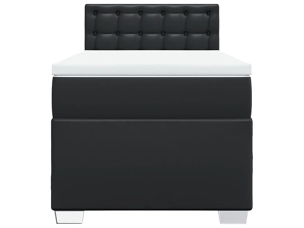 Cama com molas/colchão 100x200 cm couro artificial preto
