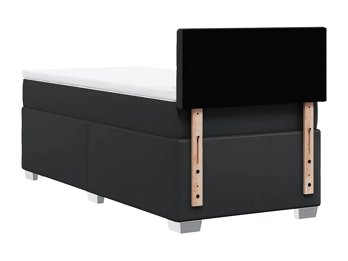 Cama com molas/colchão 100x200 cm couro artificial preto