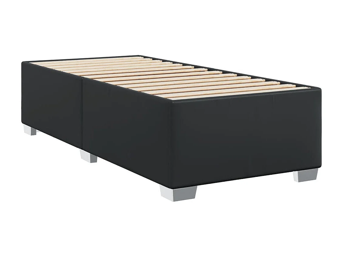Cama com molas/colchão 100x200 cm couro artificial preto