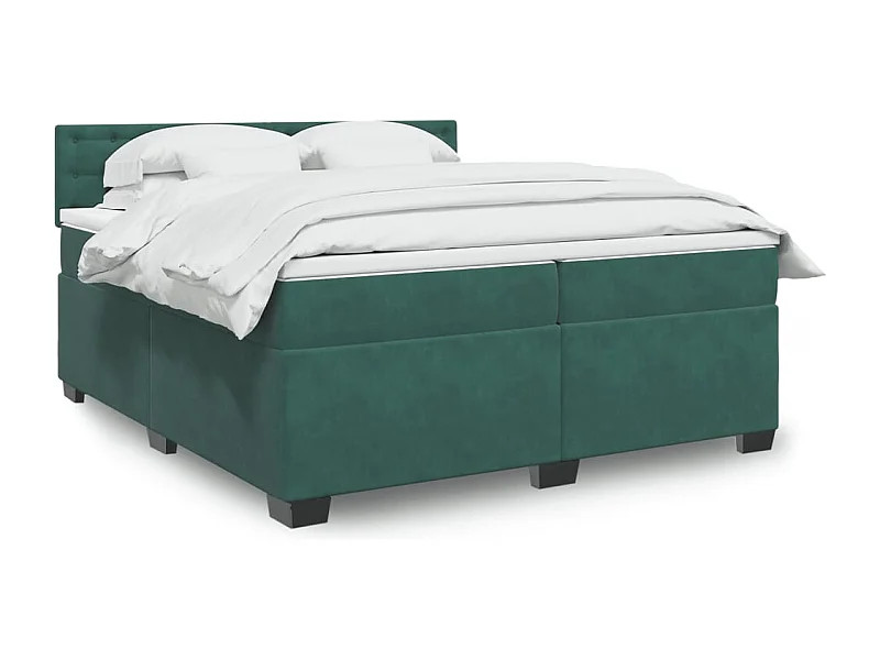 Giroletto a Molle con Materasso Verde Scuro 200x200 cm Velluto