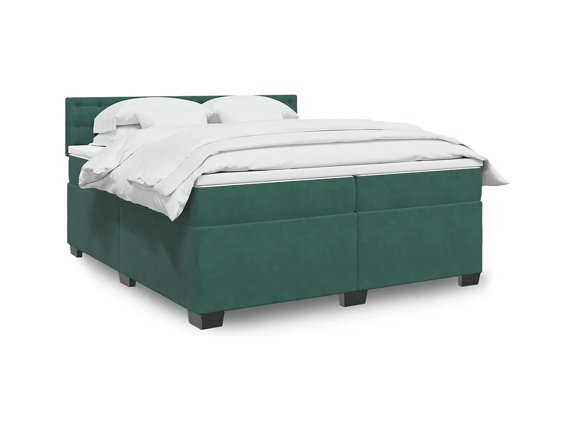 Sommier à lattes de lit et matelas Vert foncé 200x200cm Velours